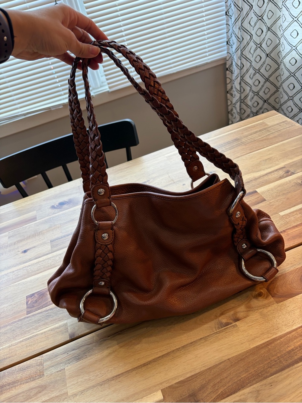 Banana Republic Brown Genuine Leather Shoulder Bag with Braided Straps